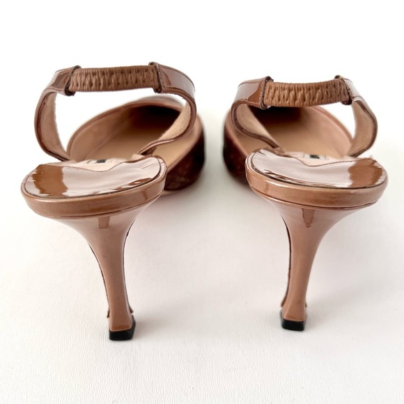 MANOLO BLAHNIK | Vintage SlingBack Pointed Toe Kitten Heel Leather Brown Tan 40 - Picture 8 of 15